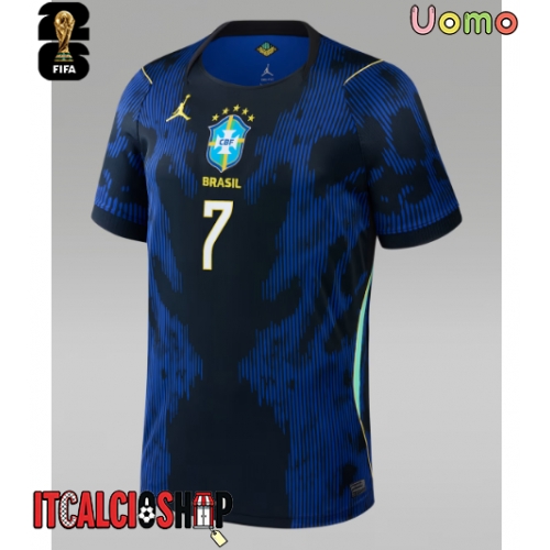 Brasile Vinicius Junior #7 Seconda Maglia Mondiali 2026 Manica Corta